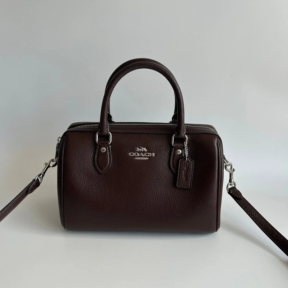 Coach Rowan Satchel Dark Brown Pebbled Leather Crossbody Bag CY962